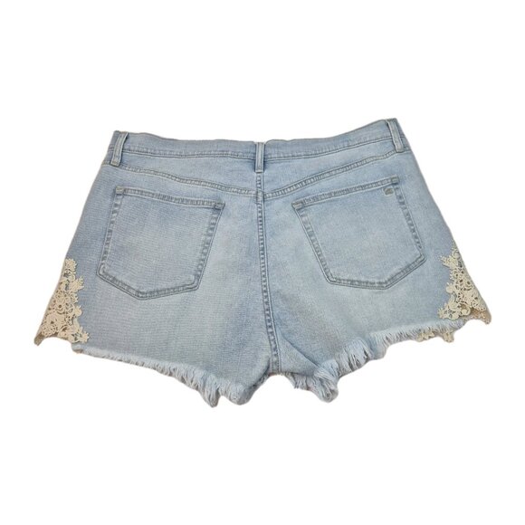 Jessica Simpson Hug Me Jean Shorts Buttercup Size 32 Frayed Button Fly Blue (55) - Picture 2 of 12